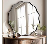 Koonmi Wavy Round Wall Mirror, 50 cm, Black