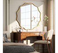 Koonmi Wavy Round Wall Mirror, 50 cm, Gold