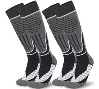 KOOOGEAR 2 Pairs Mens Merino Wool Ski Socks,Knee-High Thermal Socks Winter Thick Warm Cushioned Wool Sports Socks for Snow, Snowboarding, Hunting,Skiing,Hiking