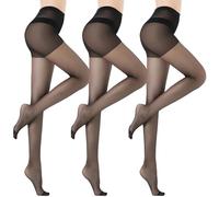 KOOOGEAR 3 Pairs Women's Tights,No Seam Pantyhose,Comfortable Seamless Control Top Tights,Nude Black High Waist Sheer Tight (UK, Alpha, M, L, Regular, Regular, 3 Pack Black)