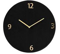 Koop Homewares Large 37cm Wall Clock Modern Style Velvet Finish Gold Handles Deluxe Collection (Black)