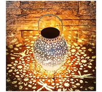 KOOPER Birthday Gifts for Women, Dragonfly Garden Ornaments Outdoor Hanging Solar Lanterns, Metal Garden Solar Lights Perfect Dragonfly Gifts Presents Mothers Day Gifts for Women Mum Grandma