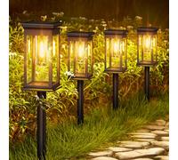 KOOPER Solar Lights Outdoor Garden, 4 Pack Upgraded Garden Lights Solar Powered Waterproof, Auto On/Off Outdoor Light for Yard Pathway Patio Decorative Lawn