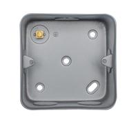 Kooples Hardware 1 Gang Metal Clad Electrical Back Box with Terminal - Robust Steel Construction for Surface Mounting - Grey Finish - Fixings Included