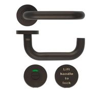 KOOPLES HARDWARE 19mm Lift to Lock Return to Door Lever Set on Push-On Rose - Grade 304 Stainless Steel - Commercial Safety Door Handle - Modern Satin Finish - Fixings Included (Powder Coat Black)
