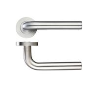 KOOPLES HARDWARE 19mm Radius Lever on Push-On Rose - Grade 304 Stainless Steel Internal Door Handle - Satin Finish Rounded Modern Design - Corrosion Resistant - Fixings Included