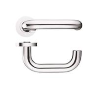 KOOPLES HARDWARE 19mm Return to Door Lever on Round Rose - Stainless Steel Internal Door Handle - Anti-Snag D-Shape Design - Satin Finish - Modern Style - Fixings Included