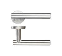 KOOPLES HARDWARE 19mm Straight T-Bar Lever - Push On Rose - 52mm Round Rose - Grade 201 Stainless Steel Internal Door Handle - Satin Finish - Fixings Included