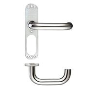 KOOPLES HARDWARE 19mm Tubular Return to Door Lever on Inner Plate/Short Plate - Stainless Steel DDA Compliant Commercial Handle - Modern Round Bar Design - Fixings Included (Polished Stainless)