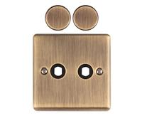 Kooples Hardware 2 Gang Dimmer Switch Plate Double Wall Light Control Cover (Antique Brass)