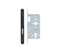 Kooples Hardware 2-Piece DIN Euro Deadlock - Mortice Lock Case & Faceplate with Backset for Euro Cylinder Doors (PVD Satin Black)