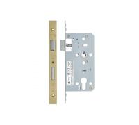 Kooples Hardware 2 Piece DIN Euro Sashlock 72mm Centres 55mm Backset Mortice Lock for Euro Cylinder Forend & Strike Included (PVD Satin Brass)