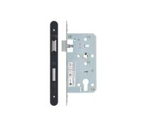Kooples Hardware 2 Piece DIN Euro Sashlock 72mm Centres 55mm Backset Radius Forend Mortice Lock for Euro Cylinder Doors (Powder Coat Black)