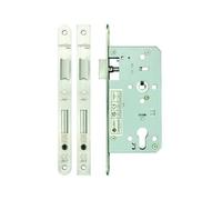Kooples Hardware 2 Piece DIN Euro Sashlock 72mm Centres 55mm Backset Radius Forend - Mortice Lock for Euro Cylinder Doors