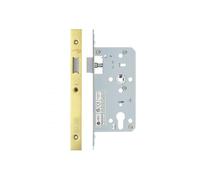 Kooples Hardware 2-Piece DIN Latch - 55mm Backset - Euro Profile Lock Case with Strike Plate - DIN Standard Mortice Latch for Timber & Composite Doors (PVD Gold)