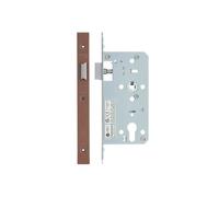 Kooples Hardware 2-Piece DIN Latch - 55mm Backset - Euro Profile Lock Case with Strike Plate - DIN Standard Mortice Latch for Timber & Composite Doors (PVD Satin Bronze)