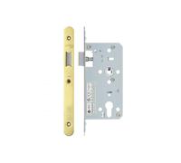Kooples Hardware 2-Piece DIN Latch 55mm Backset - Radius Forend & Strike Plate - Euro Profile Mortice Lock Case for Timber & Composite Doors (PVD Gold)