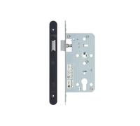 Kooples Hardware 2-Piece DIN Latch 55mm Backset - Radius Forend & Strike Plate - Euro Profile Mortice Lock Case for Timber & Composite Doors (Powder Coat Black)