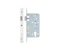 Kooples Hardware 2-Piece DIN Latch 60mm Backset Euro Profile Mortice Lock Case with Strike Plate - DIN 18251 Compliant for Timber & Composite Doors (Polished Stainless)