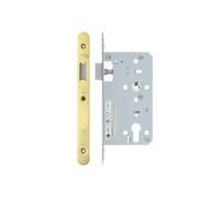 Kooples Hardware 2-Piece DIN Latch 60mm Backset Radius Forend & Strike Plate Euro Profile Mortice Lock Case - DIN 18251 for Timber & Composite Doors (PVD Gold)
