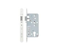 Kooples Hardware 2-Piece DIN Night Latch 72mm Centres 55mm Backset Radius Forend Lock Case & Strike Euro Profile - Timber & Metal Doors (Powder Coat White)