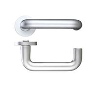 KOOPLES HARDWARE 22mm Return to Door Lever - Screw On Rose - Satin Stainless Steel Lever Handle - Grade 304 Safety Handle for Internal Doors - Fixings Included