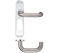 KOOPLES HARDWARE 22mm Tubular Return to Door Lever on Inner Plate - Heavy Duty Stainless Steel DDA Compliant Lever Handle - Commercial Round Bar Design - Fixings Included