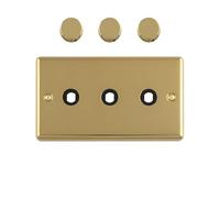 Kooples Hardware 3 Gang Dimmer Switch Plate Triple Wall Light Control Cover (Polished Brass)