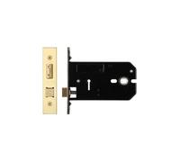 Kooples Hardware 3 Lever Horizontal Mortice Lock - 127mm Case - Traditional Internal Door Lock with Keys and Strike Plate (Brass Finish/Anti Tarnish)