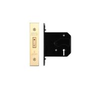 Kooples Hardware 3 Lever Replacement Dead Lock PVD Forend and Strike Internal Mortice Lock for Wooden Doors - Reversible Bolt (Brass Finish/Anti Tarnish)