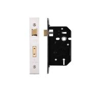 Kooples Hardware 3 Lever Replacement Sash Lock with PVD Forend & Strike Mortice Lock for Timber Doors Internal Security - Polished Finish (Satin Stainless)