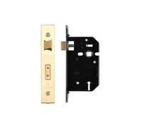 Kooples Hardware 3 Lever Replacement Sash Lock with PVD Forend & Strike Mortice Lock for Timber Doors Internal Security - Polished Finish (Brass Finish/Anti Tarnish)