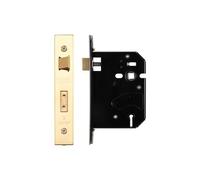 Kooples Hardware 3 Lever Replacement Sash Lock - with PVD Forend & Strike Plate - Mortice Lock for Wooden Doors - Polished Brass Finish - Internal Use (Brass Finish/Anti Tarnish)