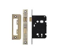 Kooples Hardware 3 Lever Sash Lock Compact Case with Stainless Steel Forend & Strike - Mortice Lock for Internal Doors (Antique Brass)