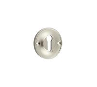 Kooples Hardware 40mm Standard Keyway Escutcheon - Solid Brass Keyhole Cover Plate for Interior & Exterior Doors Classic Lock Trim with Concealed Fixings (Satin Nickel)