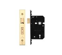 Kooples Hardware 5 Lever Sashlock Mortice Door Lock with Strike Plate & Forend Internal or External Wooden Doors - High Security (Brass Finish/Anti Tarnish)