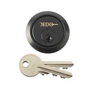 Kooples Hardware 5 Pin Replacement Rim Cylinder Keyed to Differ - Brass Night Latch Lock Barrel with 3 Keys - Secure Cylinder Lock for Wooden Doors (Black)