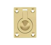 KOOPLES HARDWARE 50x63mm Flush Ring Pull - Recessed Ring Handle for Trapdoors, Cabinets & Floor Hatches - Solid Brass or Stainless Steel Fold-Flat Pull for Joinery & Access Panels (Polished Brass)