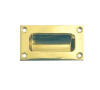 KOOPLES HARDWARE 75mm Flush Pull - Recessed Handle for Sliding Doors, Cabinets & Furniture - Compact Flush Fitting in Satin, Polished or Antique Finishes (Polished Brass)