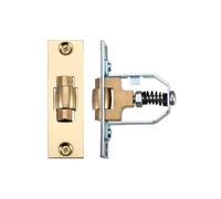 Kooples Hardware Adjustable Roller Latch - Heavy Duty Ball Catch for Internal Doors - Variable Tension Roller Bolt with Strike Plate - Satin Finish - Fixings Included (Polished Brass)