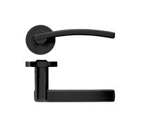KOOPLES HARDWARE Adria Lever on Round Rose - Stainless Steel Internal Door Handle - Elegant Tapered Lever with Rounded Neck - Satin Brushed Finish - Fixings Included (Oscuro Matt Black)