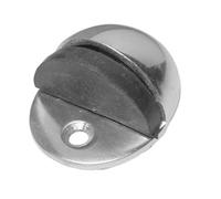 Kooples Hardware Aluminium Floor Mounted Doorstops - Heavy Duty Door Stop with Rubber Buffer for Internal or External Use - Satin Silver Finish with Fixings (50x40mm)