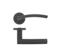 KOOPLES HARDWARE Amalfi Lever on Round Rose - Stainless Steel Internal Door Handle - Slim Sculpted Lever with Tapered Neck - Satin Brushed Finish - Fixings Included (Oscuro Matt Black)