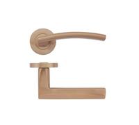 KOOPLES HARDWARE Amalfi Lever on Round Rose - Stainless Steel Internal Door Handle - Slim Sculpted Lever with Tapered Neck - Satin Brushed Finish - Fixings Included (Tuscan Rose Gold)