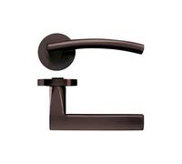 KOOPLES HARDWARE Amalfi Lever on Round Rose - Stainless Steel Internal Door Handle - Slim Sculpted Lever with Tapered Neck - Satin Brushed Finish - Fixings Included (Etna Bronze)