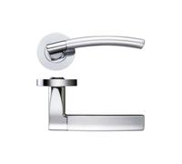 KOOPLES HARDWARE Amalfi Lever on Round Rose - Stainless Steel Internal Door Handle - Slim Sculpted Lever with Tapered Neck - Satin Brushed Finish - Fixings Included (Satin Chrome/Polished Chrome)