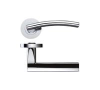 KOOPLES HARDWARE Amalfi Lever on Round Rose - Stainless Steel Internal Door Handle - Slim Sculpted Lever with Tapered Neck - Satin Brushed Finish - Fixings Included (Polished Chrome)