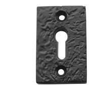 Kooples Hardware Antique Rectangular Escutcheon 50x32MM Vintage Brass Keyhole Cover Plate for Interior and Exterior Doors with Concealed Fixings Classic Restoration Hardware (Black)
