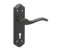 KOOPLES HARDWARE Antique Wentworth Suite Lever on Plate - Brass Scroll Door Handle - Rectangular Backplate - Traditional Interior Handle for Home, Office, Cottage (Lockplate)