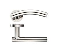 KOOPLES HARDWARE Arched T-Bar Lever on Round Rose - 52mm Concealed Rose - Grade 304 Stainless Steel - Modern Curved Door Handle - Fixings Included